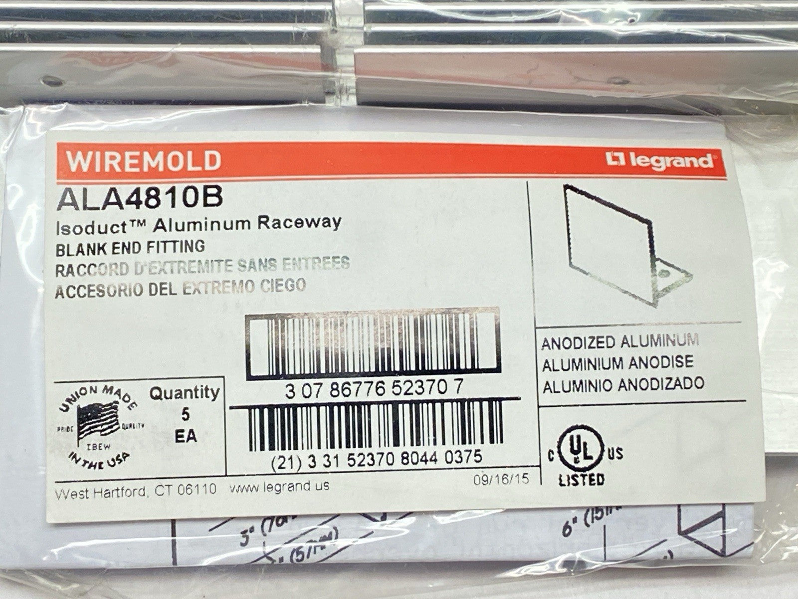 ALA4810B | Wiremold Blank End Fitting PACKAGE OF 5 - New - Maverick Industrial Sales