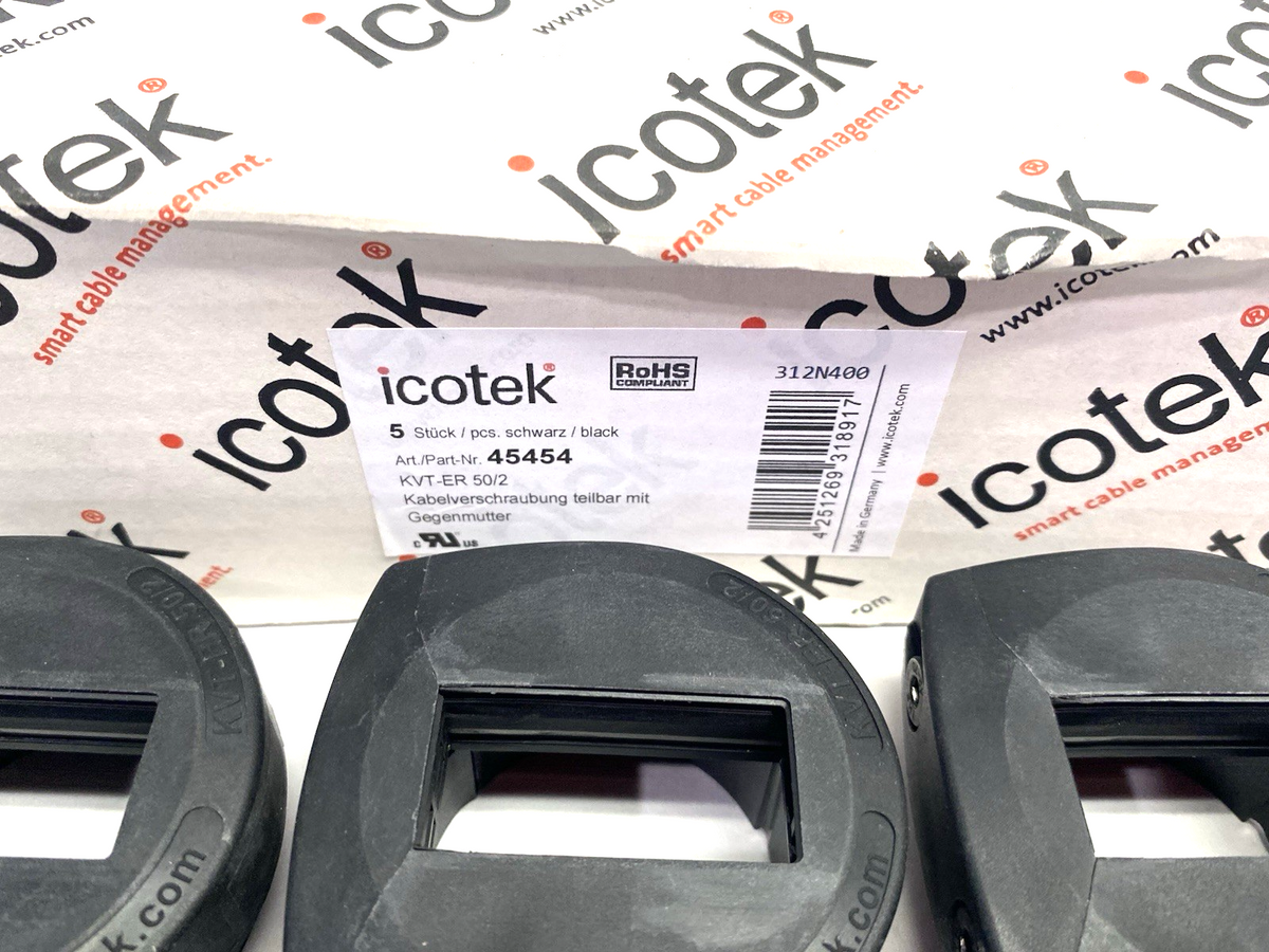 Icotek 45454 Black Round KVT-ER 50 Split Cable Gland for 2-Cables 5-PACK - Maverick Industrial Sales