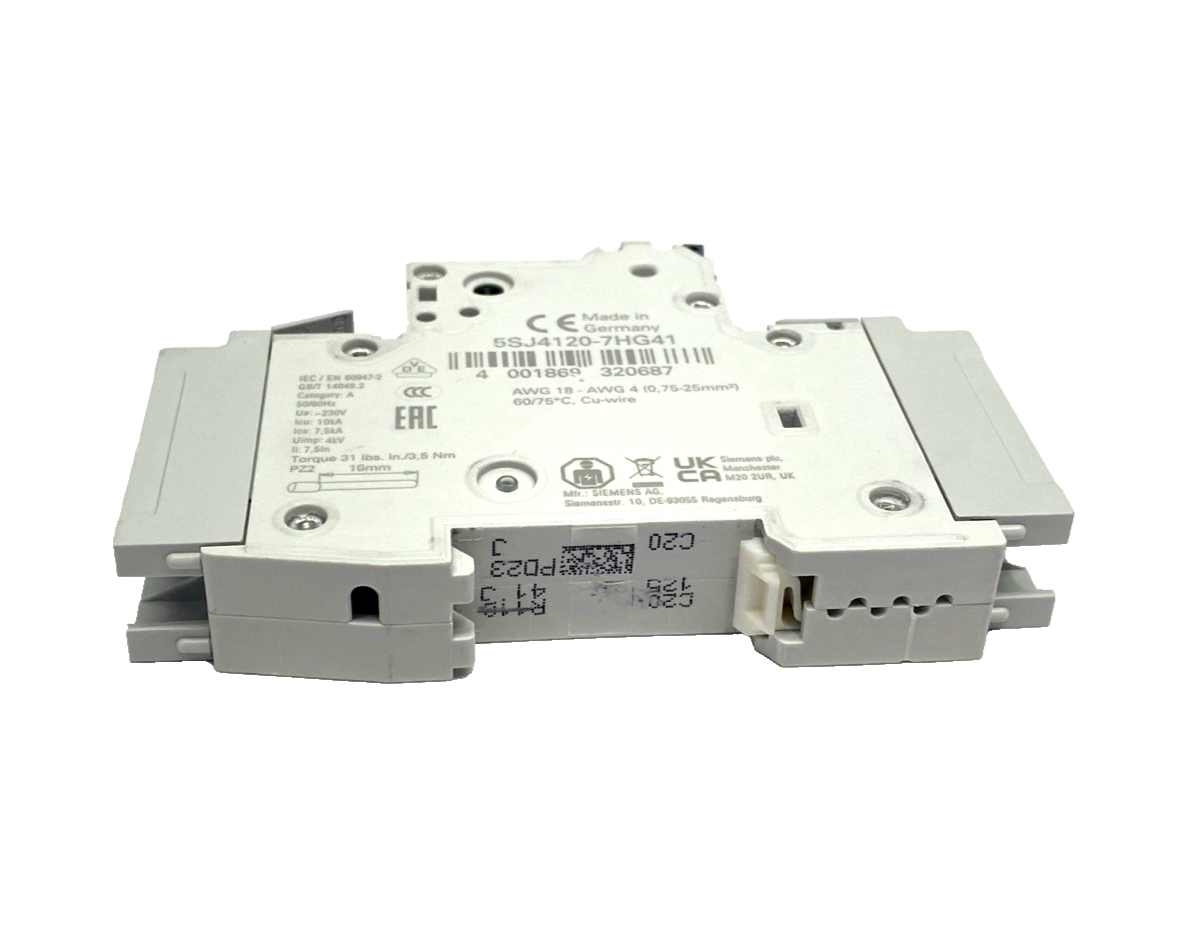 Siemens 5SJ4120-7HG41 Miniature Circuit Breaker 240V 14kA, 1-Pole, C-Trip, 20A - Maverick Industrial Sales