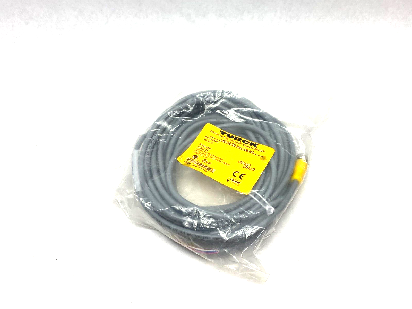 Turck RKC 8T-10 Eurofast Single Ended Cordset M12 8-Pin Female U5311-73 - Maverick Industrial Sales