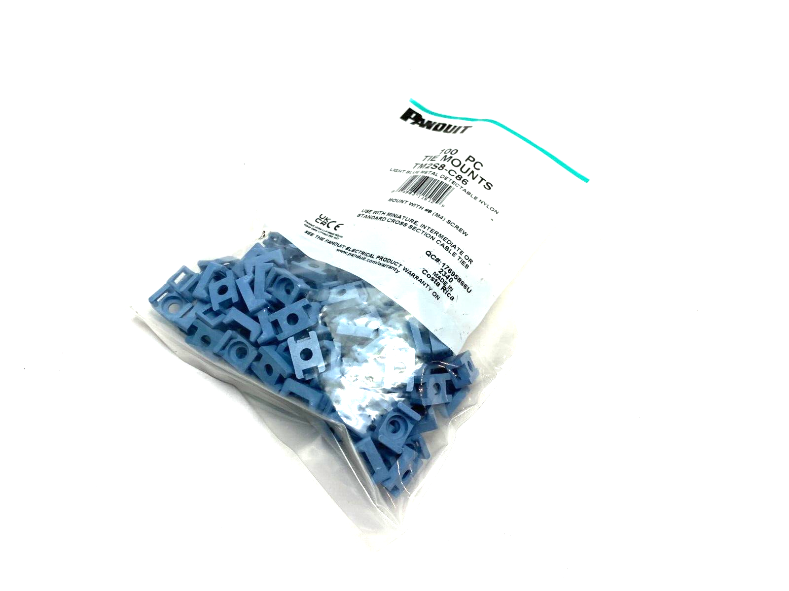 Panduit TM2S8-C86 Light Blue Metal Detectable Nylon Cable Tie Mount, PKG OF 100 - Maverick Industrial Sales