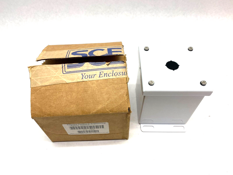 Saginaw Control & Engineering SCE-1PBXI Pushbutton Enclosure 4" x 4" White Steel - Maverick Industrial Sales