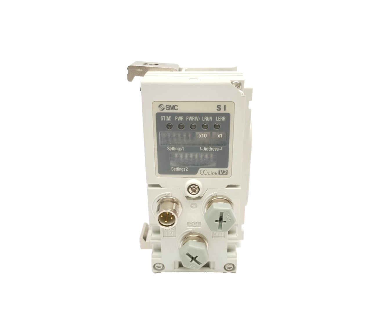 SMC EX600-SMJ1 CC-Link Ver. 2.00 Serial Transmission Unit 24VDC CHIPPED CORNER - Maverick Industrial Sales