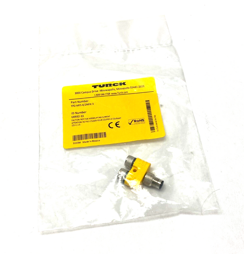 Turck YP2-MFS 4/2MFK 3 Picofast 2-Branch Compact Splitter M8 U0932-33 - Maverick Industrial Sales