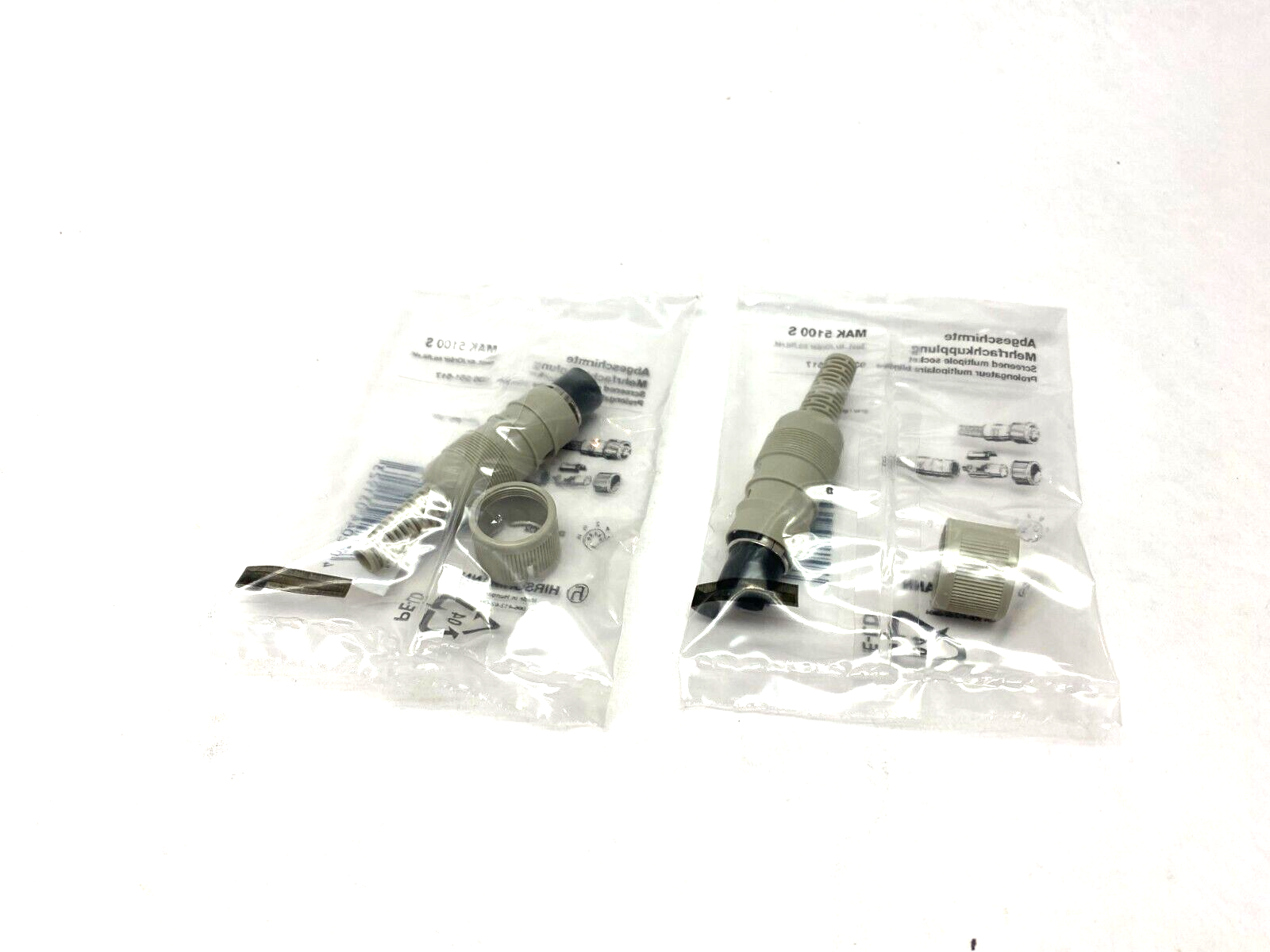 Hirschmann 930961517 Screened Multi-Pole Cable Socket MAK 5100 S GRAU LOT OF 2 - Maverick Industrial Sales