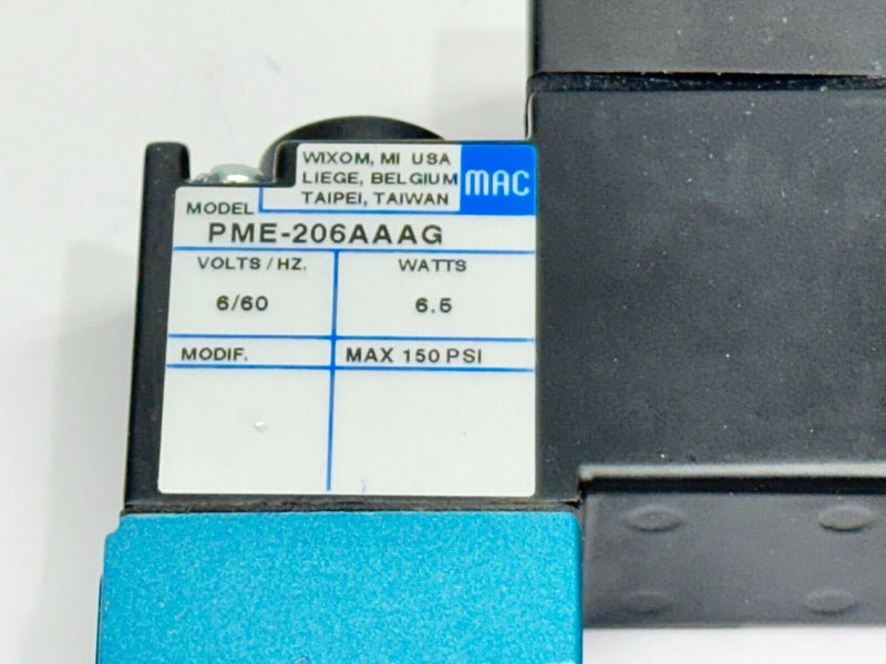 Mac Valves PME-206AAAG Solenoid Valve 6VDC 6.5W - Maverick Industrial Sales