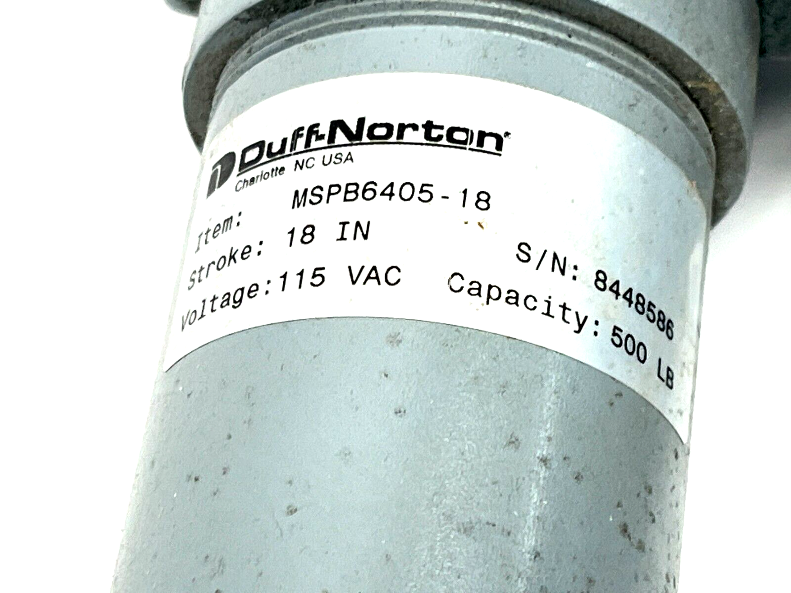 Duff Norton MSPB6405-18 Linear Actuator 500lb 18" 115VAC - Maverick Industrial Sales