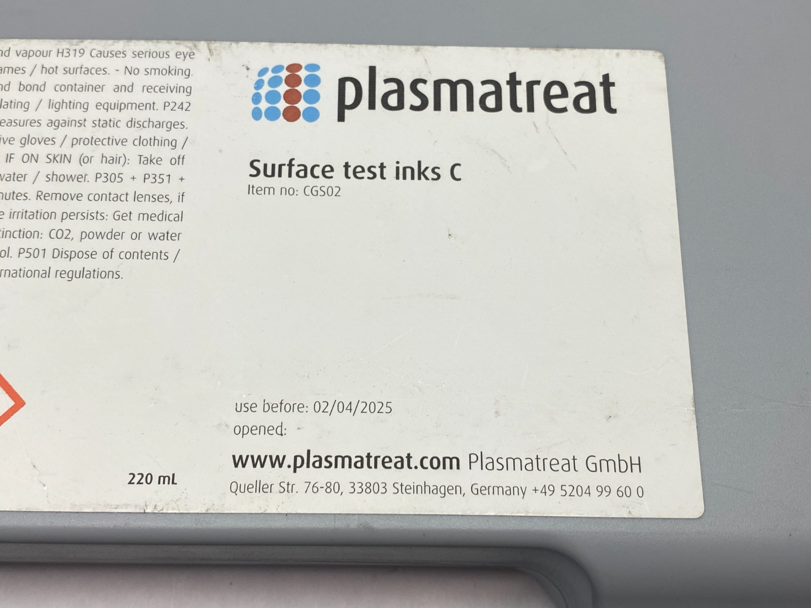 Plasmatreat CGS02 Surface Test Inks Kit C, Ethanol, 10ml Bottles - Maverick Industrial Sales