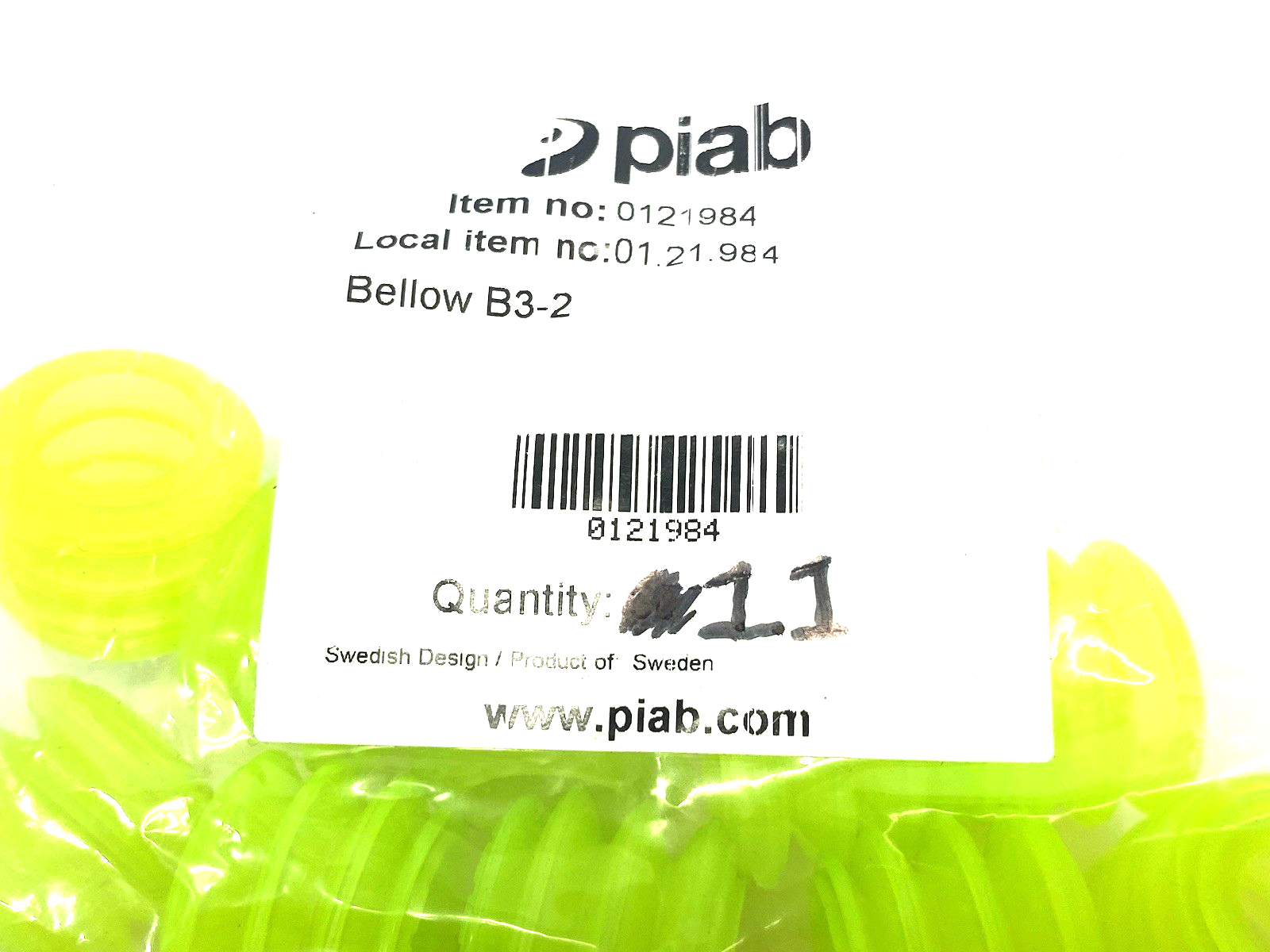 0121984 | Piab Vacuum Bellow Yellow B3-2 PKG OF 11 - New – Open box - Maverick Industrial Sales