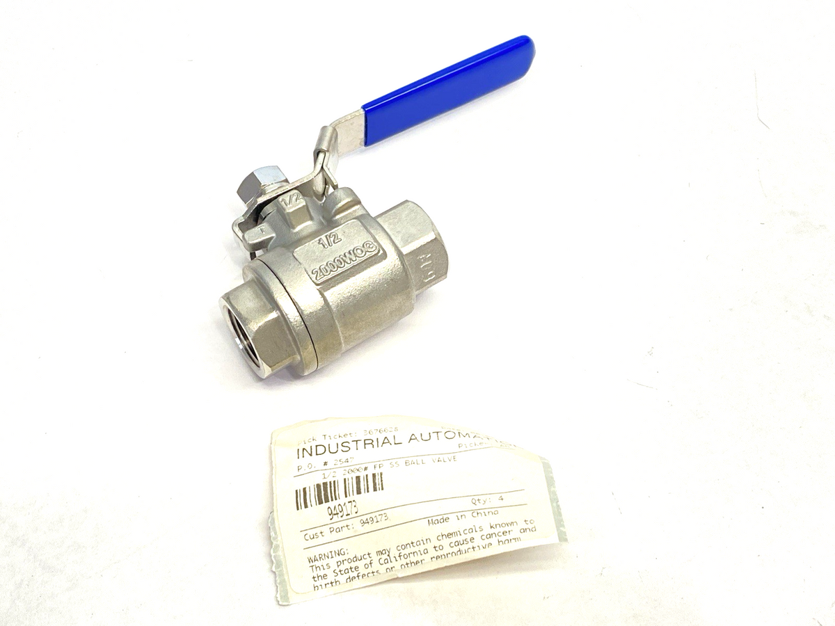 949173 | Midland Industries 2-Piece Ball Valve 1/2" FPT x FPT 2000psi - New – Open box - Maverick Industrial Sales