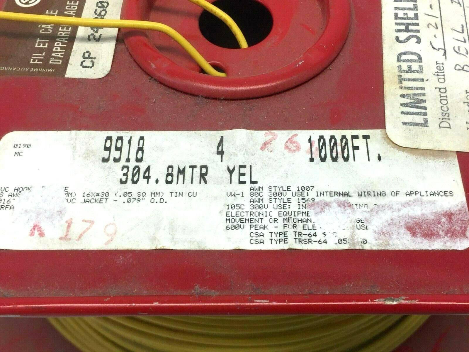 Belden 9918 0041000 Hook-up Wire 18AWG 1C PVC 1000ft Spool Yellow 304.BMTR - Maverick Industrial Sales