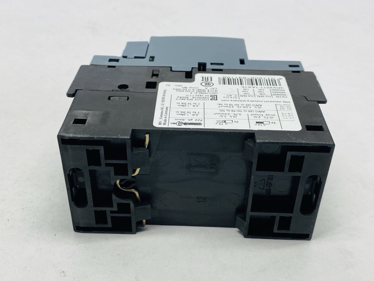 Siemens 3RV2011-1AA15 Sirius Motor Protection Circuit Breaker 1.1-1.6A 600V - Maverick Industrial Sales