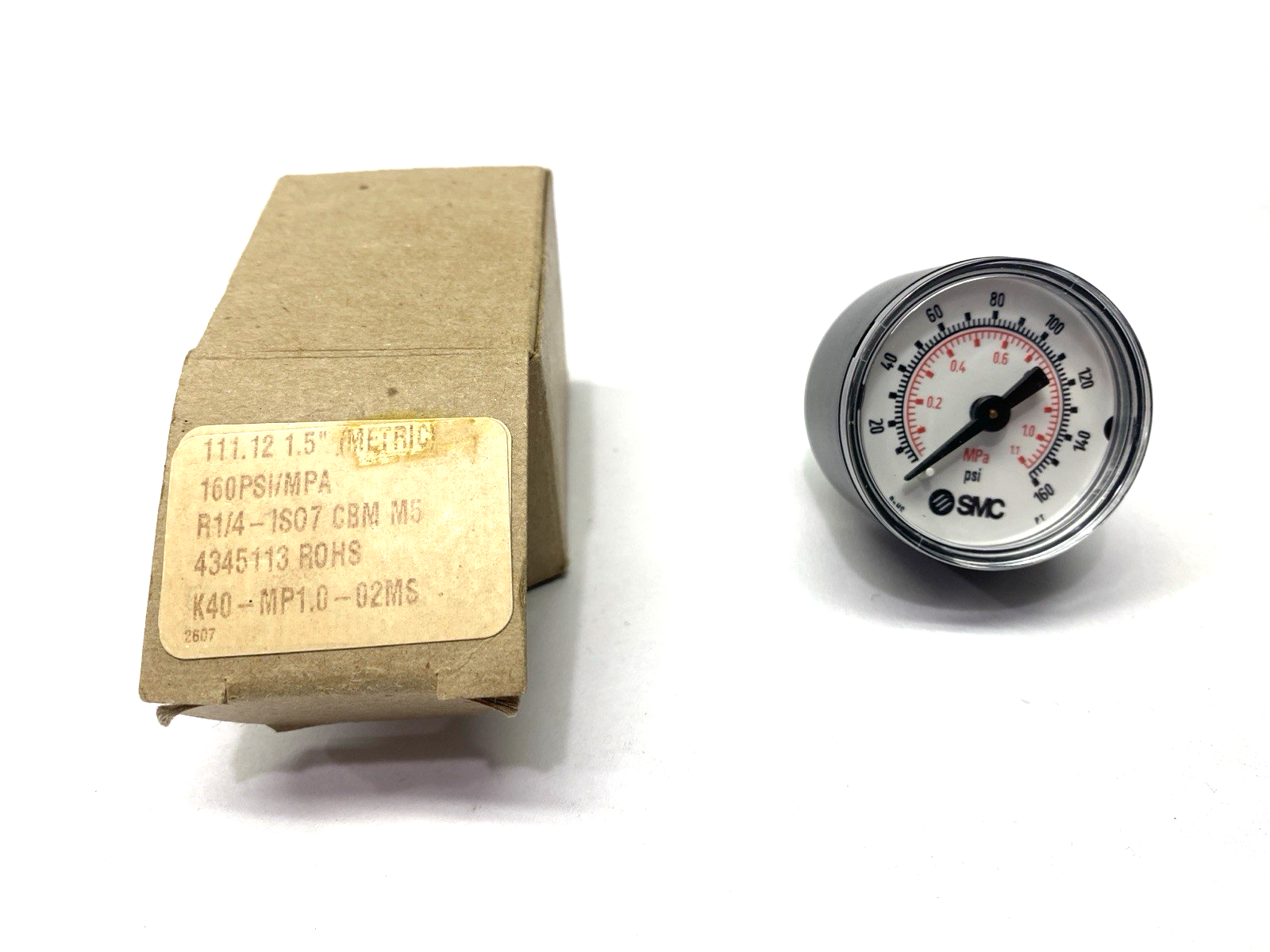 SMC K40-MP1.0-02MS Pressure Gauge 1/4" NPT 160PSI - Maverick Industrial Sales