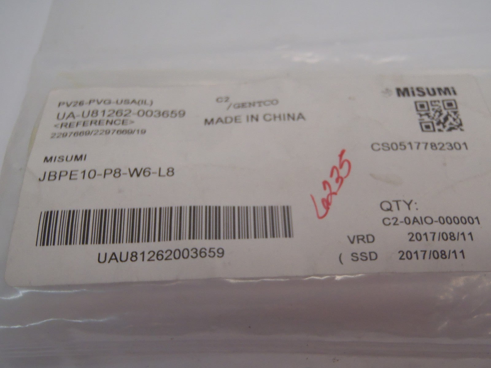 Misumi JBPE10-P8-W6-L8 Bushings For Locating Pins LOT OF 2 - Maverick Industrial Sales