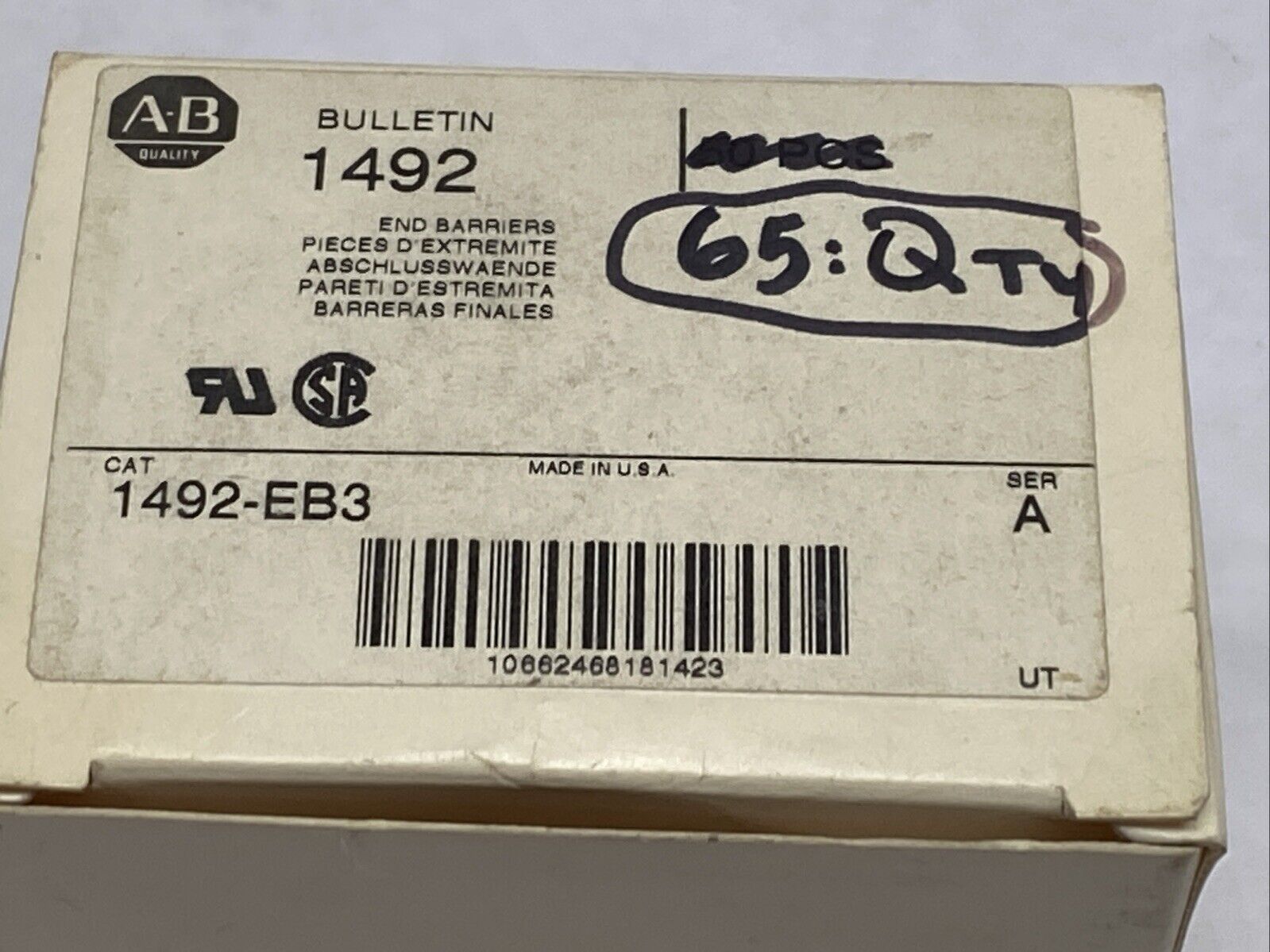 Allen Bradley 1492-EB3 Ser A Terminal Block Terminal Cover LOT OF 65 - Maverick Industrial Sales