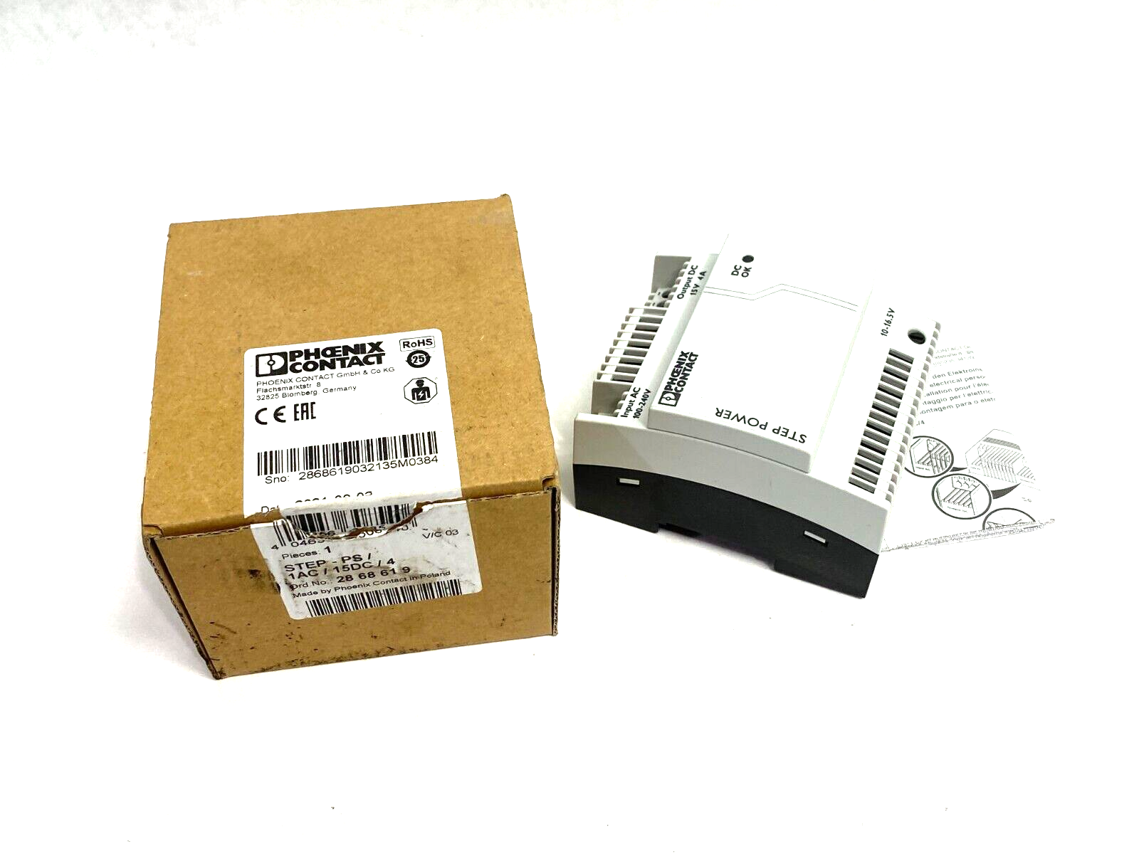 Phoenix Contact STEP-PS/1AC/15DC/4 Power Supply Unit 26868619 - Maverick Industrial Sales