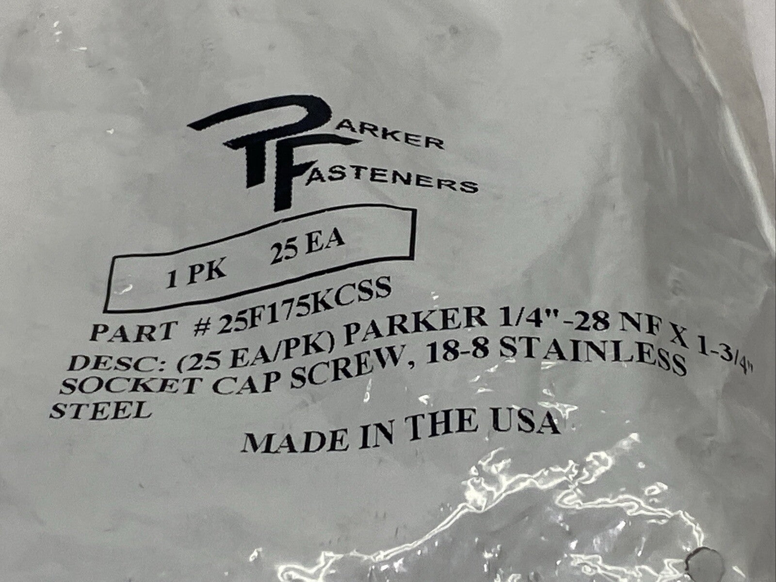 Parker Fasteners 25F175KCSS Socket Head Cap Screw 1/4-28 x 1-3/4" PKG OF 25 - Maverick Industrial Sales