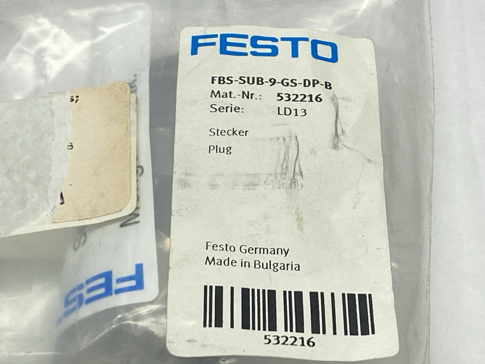 Festo FBS-SUB-9-GS-DP-B Valve Manifold Plug 532216 - Maverick Industrial Sales