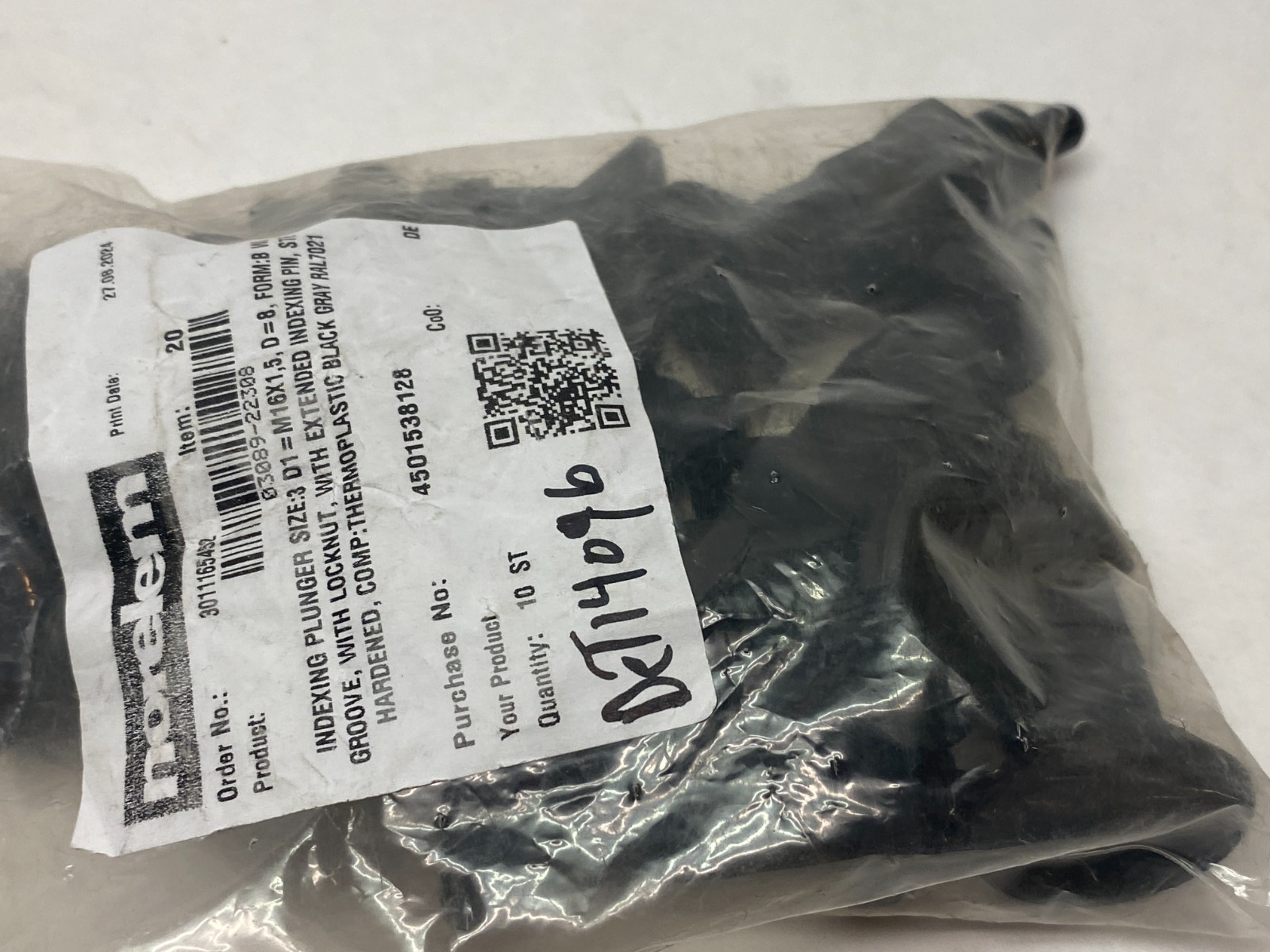 03089-22308 | Norelem Kipp Indexing Plunger M16x1,5 Form B Black PKG OF 10 - New - Maverick Industrial Sales