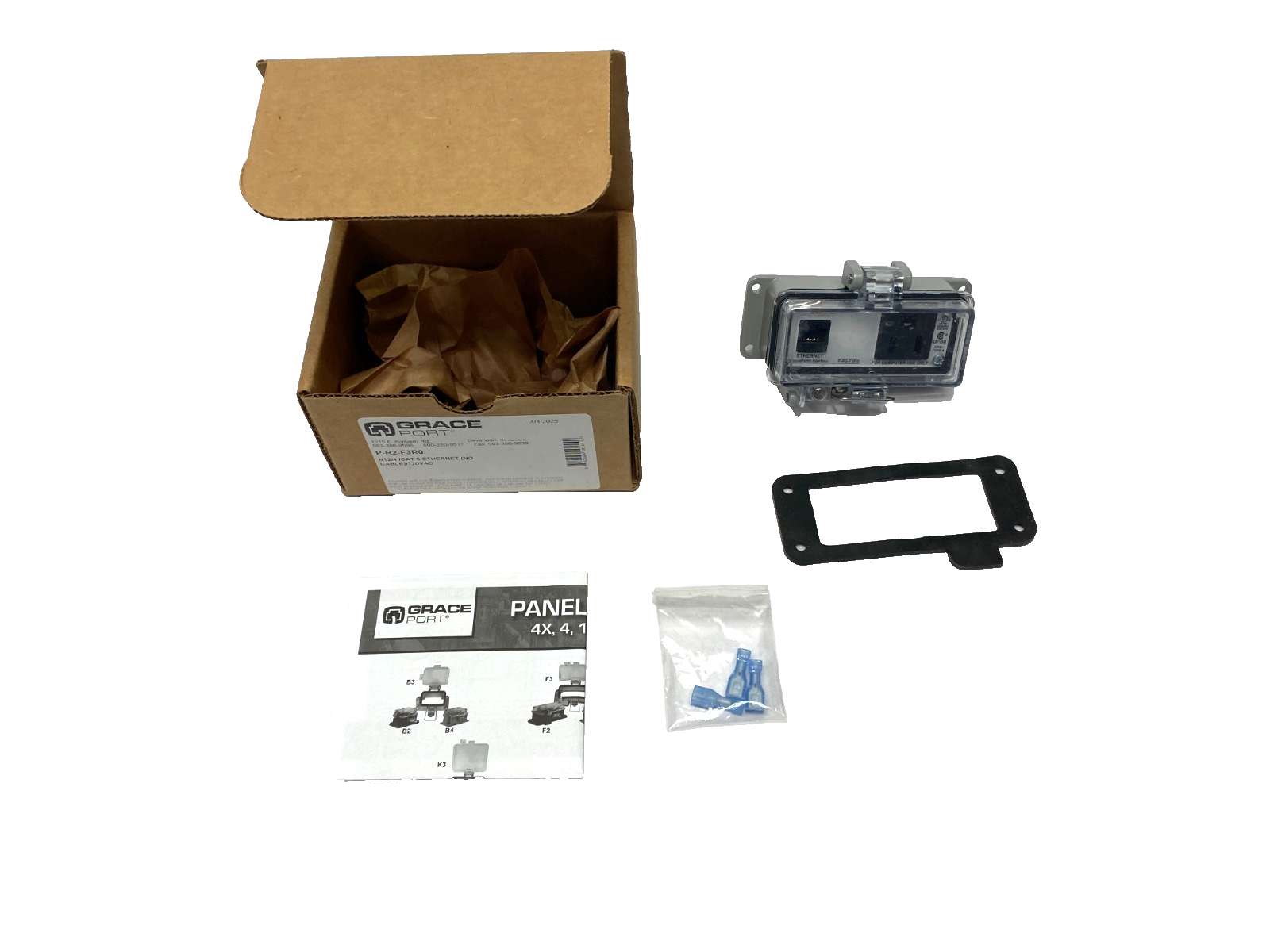P-R2-F3R0 | Grace Port Ethernet Panel Interface Connector N12/4/CAT 5 RJ45 - New – Open box - Maverick Industrial Sales