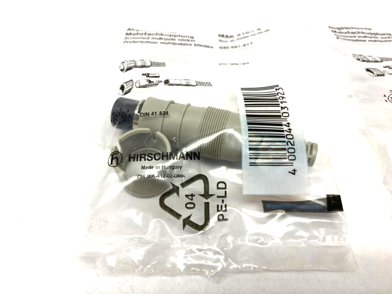 Hirschmann 930961517 Screened Multi-Pole Cable Socket MAK 5100 S GRAU LOT OF 2 - Maverick Industrial Sales