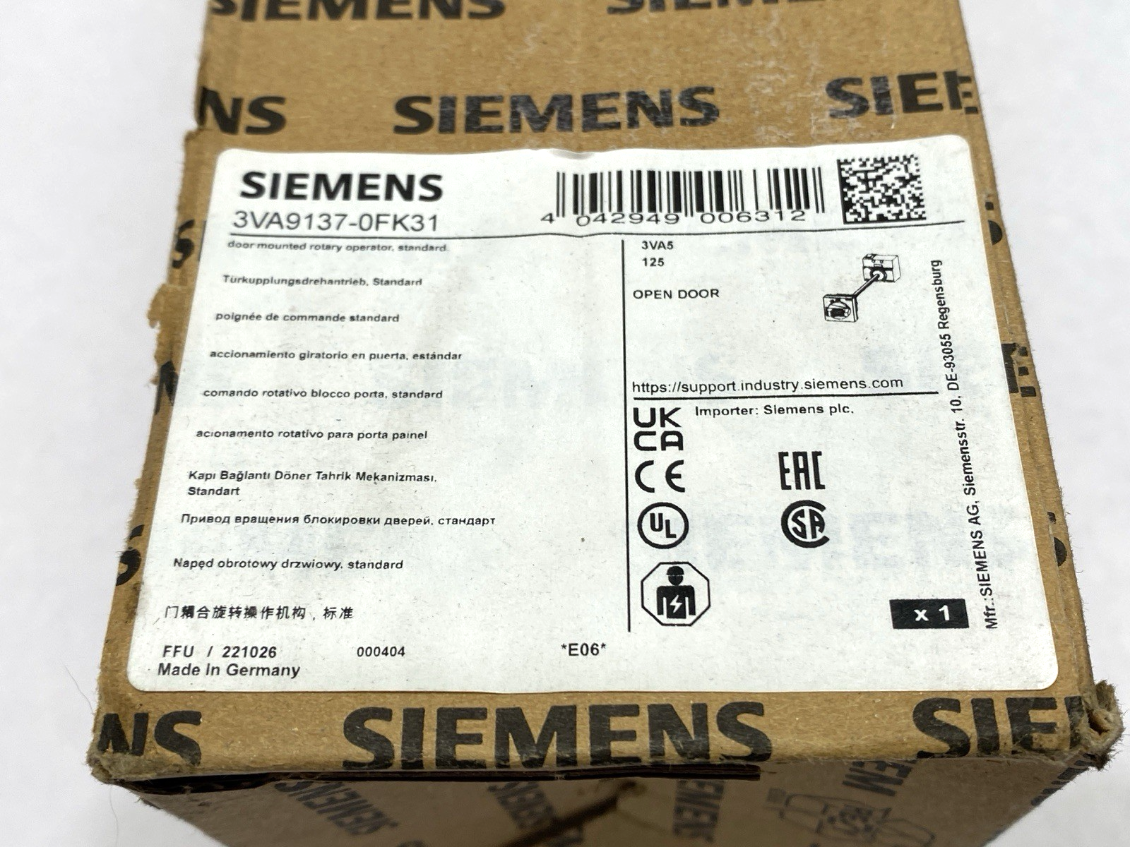 Siemens 3VA9137-0FK31 Door Mounted Rotary Operator - Maverick Industrial Sales