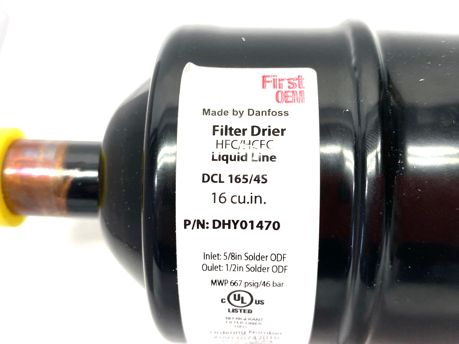 DHY01470 | Trane ServiceFirst Liquid Line Drier 16 CU. IN. DCL165/4S Solder Ends - New – Open box - Maverick Industrial Sales