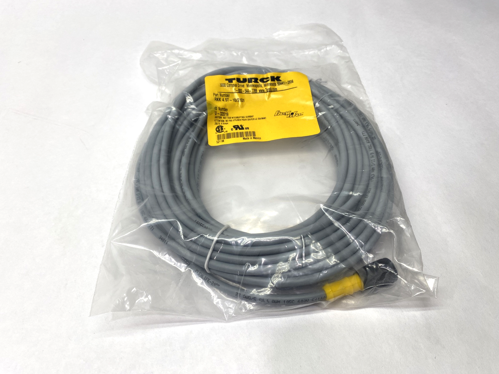 Turck RKK 4.5T-10/S101 Single-Ended M12 5-Pin Female Connector Cordset U-10/S101 - Maverick Industrial Sales