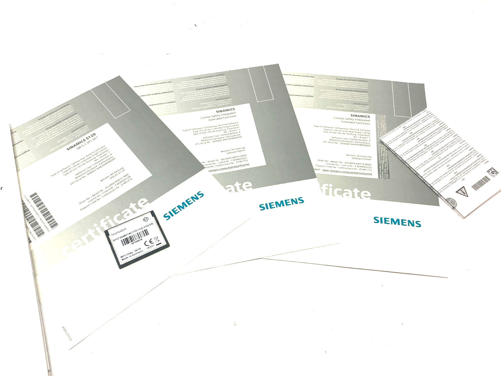 Siemens 6SL3054-0FB10-1BA0-Z SINAMICS S120 CompactFlash Card V5.1 SP1 - Maverick Industrial Sales