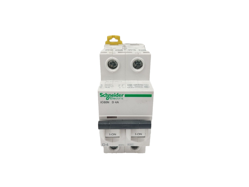 Schneider Electric A9F75204 iC60N Miniature Circuit Breaker 2P 4A D-Curve 50kA - Maverick Industrial Sales