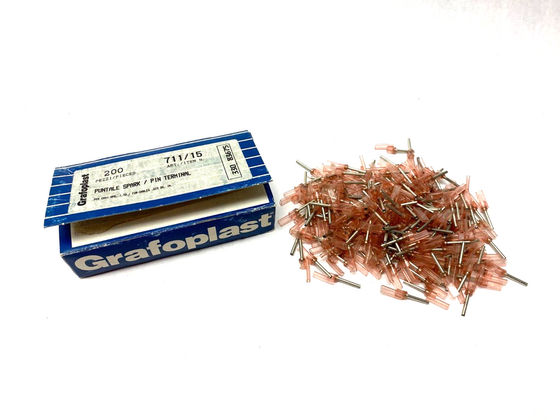 Grafoplast 711/15 14mm Spark Crimp-On Pins for Cable O.D. 1.5mm OPEN BOX OF 200 - Maverick Industrial Sales