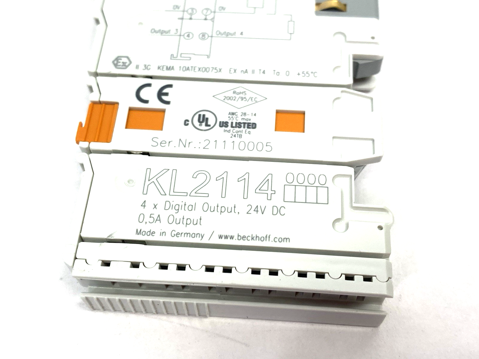 Beckhoff KL2114 4-Channel Digital Output Bus Terminal, 24VDC 0.5A - Maverick Industrial Sales