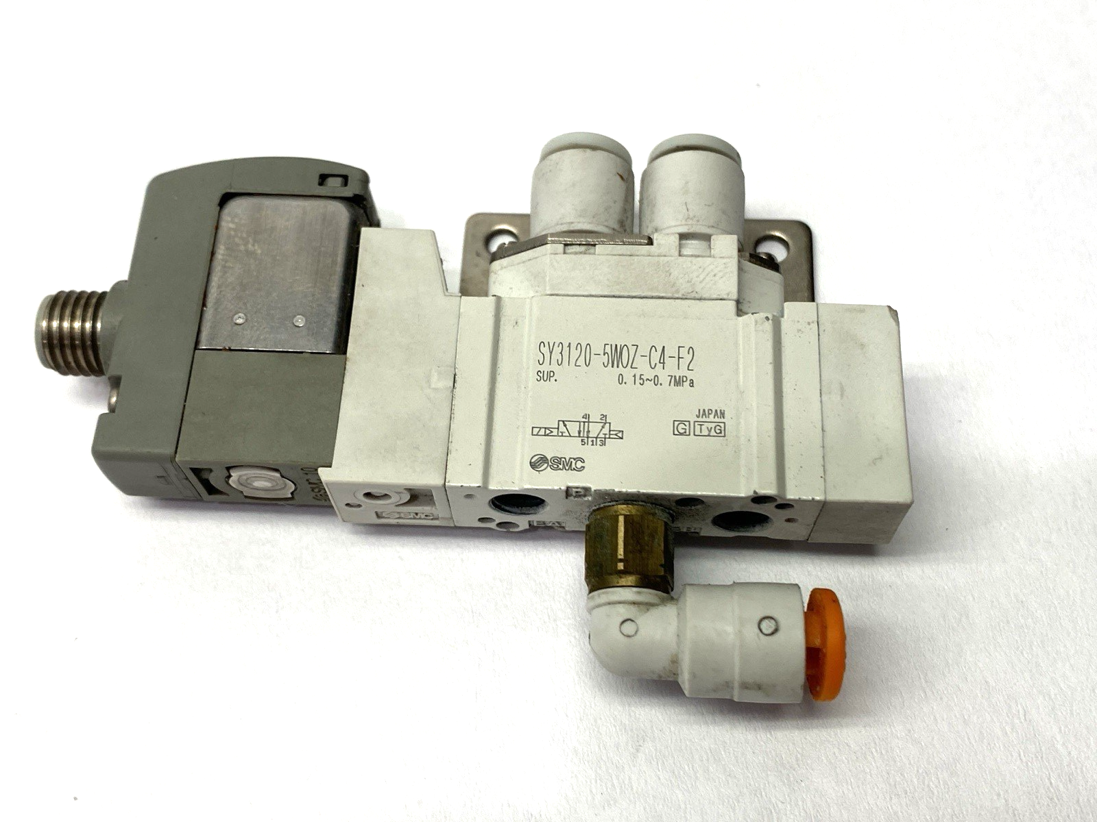 SY3120-5W0Z-C4-F2 | SMC Pneumatic Solenoid Valve 5 Port M8 24VDC - Used - Maverick Industrial Sales