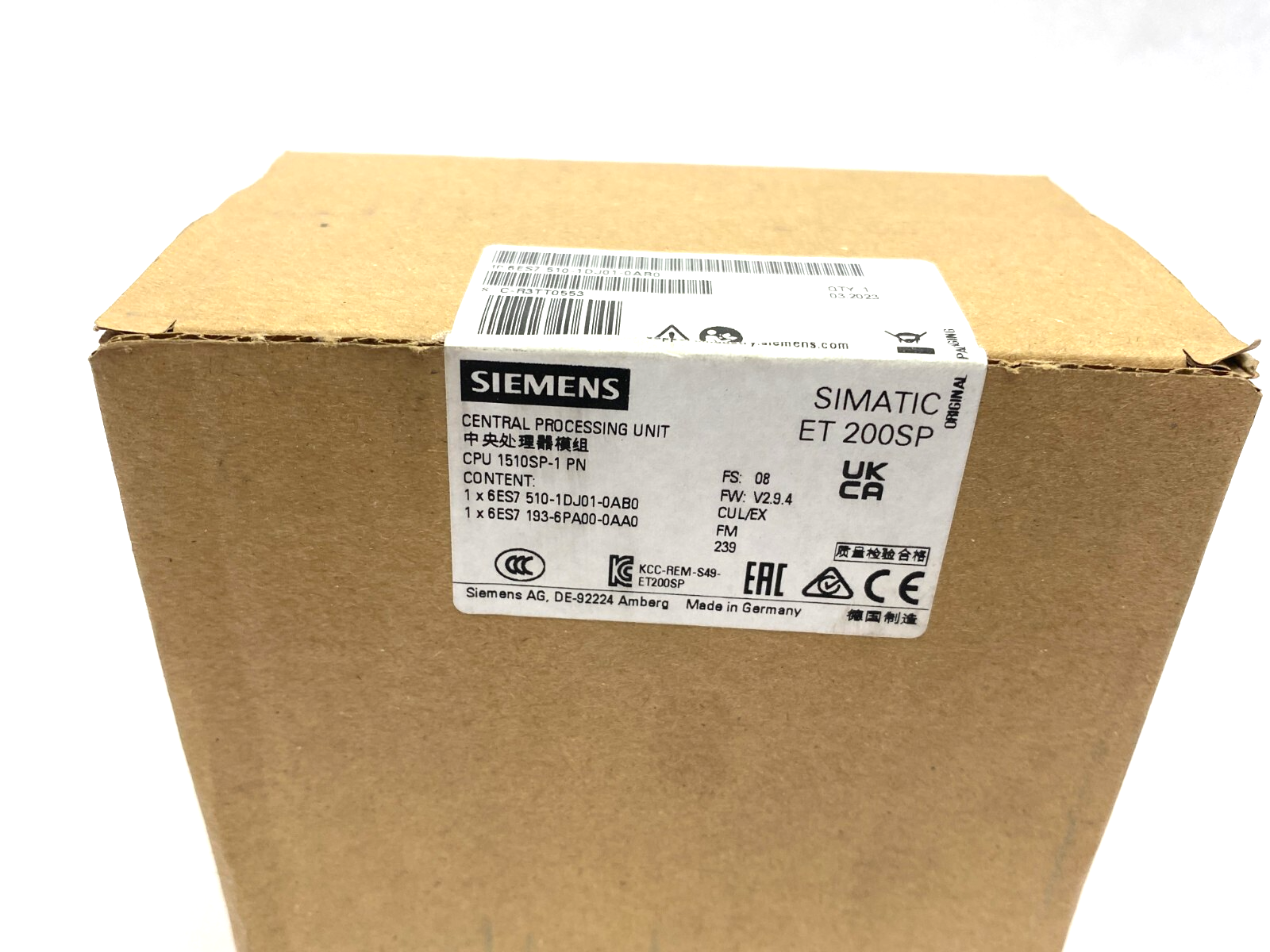 Siemens 6ES7 510-1DJ01-0AB0 SIMATIC ET200SP Central Processing Unit - Maverick Industrial Sales