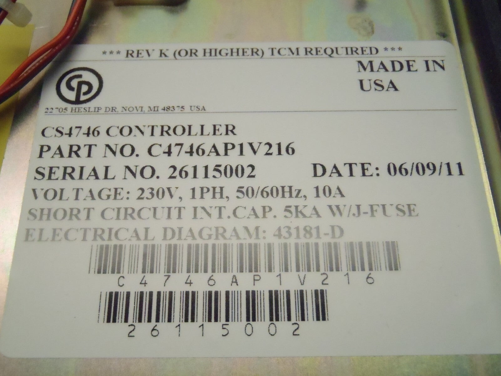 CP Techmotive C4746AP1V216 Torque Controller CS4746 230V - Maverick Industrial Sales