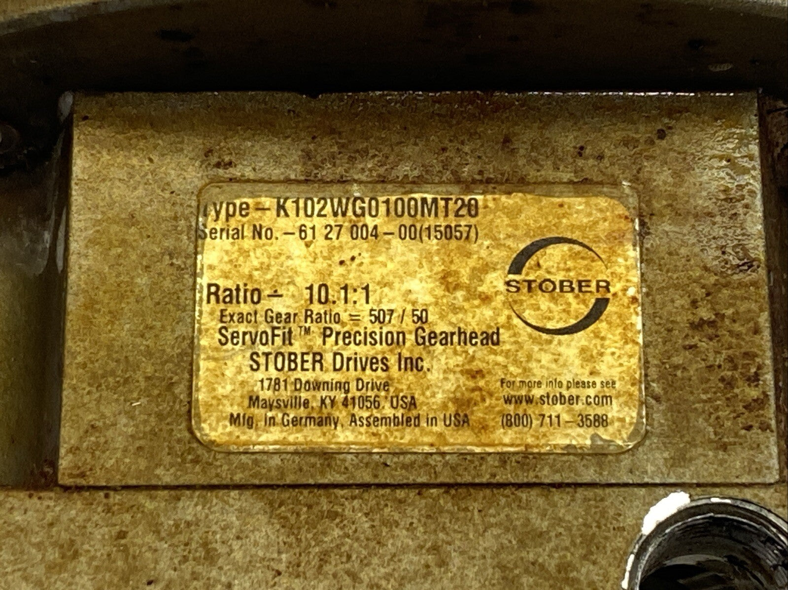 Stober Drives K102WG0100MT20 ServoFit Precision Gearhead 10.1:1 - Maverick Industrial Sales
