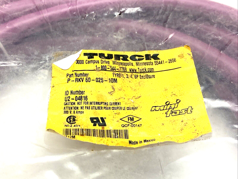 Turck P-RKV60-025-10M Single-Ended Cordset 10m Legnth - Maverick Industrial Sales