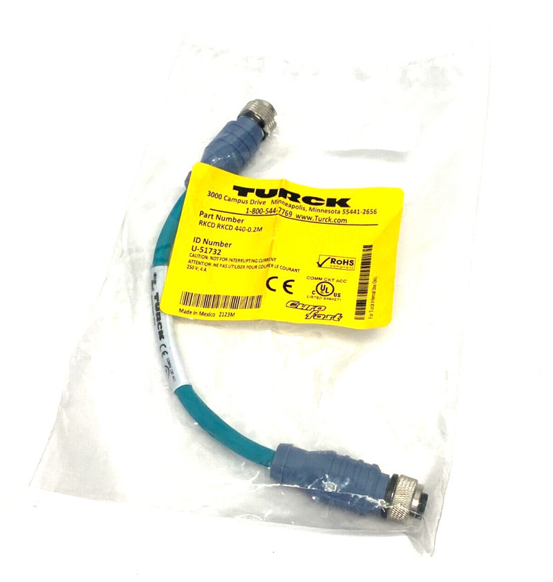 Turck RKCD RKCD 440-0.2M Eurofast Double-Ended Cable U-51732 - Maverick Industrial Sales