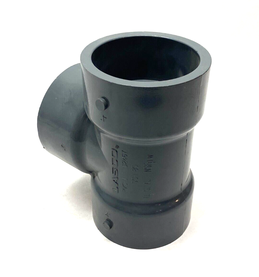 Lasco 801-040 Three-Way Tee Slip Socket Fitting 4" SCH80 PVC Gray - Maverick Industrial Sales