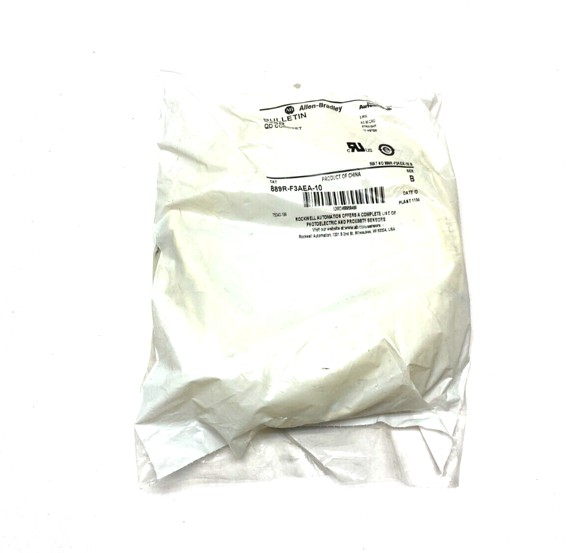 Allen Bradley 889R-F3AEA-10 Ser. B Straight AC Micro Cordset 3-Pin Female 10m - Maverick Industrial Sales