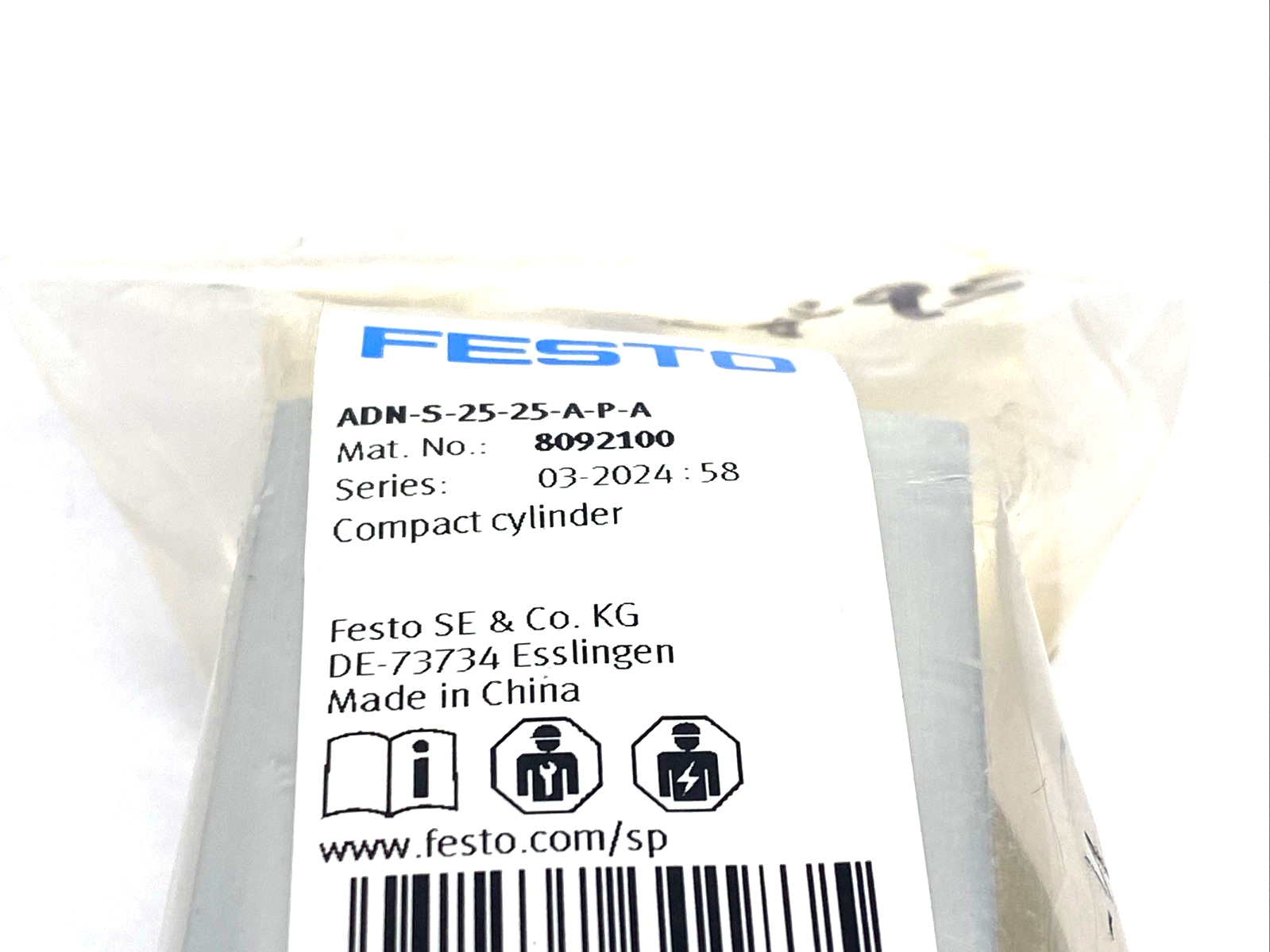 Festo ADN-S-25-25-A-P-A Compact Cylinder 25mm Bore 25mm Stroke 8092100 - Maverick Industrial Sales