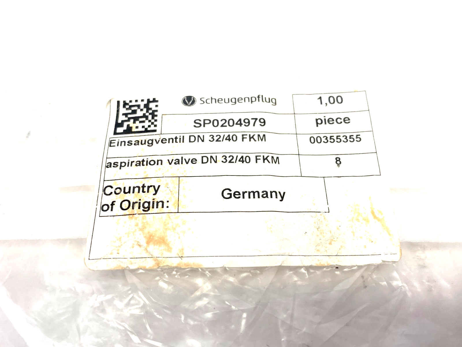 Scheugenpflug SP0204979 Aspiration Valve DN 32/40 FKM - Maverick Industrial Sales