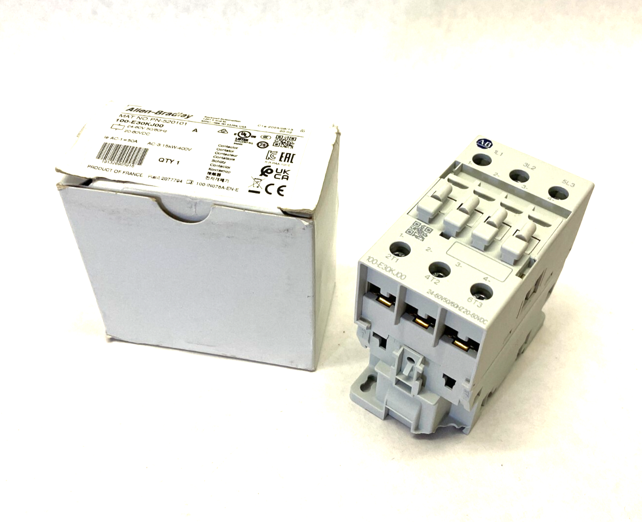 Allen Bradley 100-E30KJ00 Ser. A Non-Reversing Contactor 24-60V BROKEN MOUNT - Maverick Industrial Sales