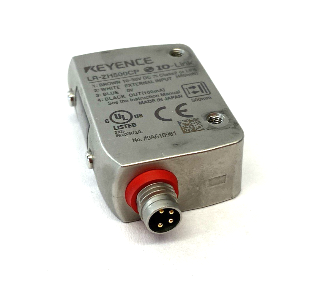 LR-ZH500CP | Keyence Self-Contained CMOS Laser Sensor, Rectangular M8 conn. 500mm - Used - Maverick Industrial Sales