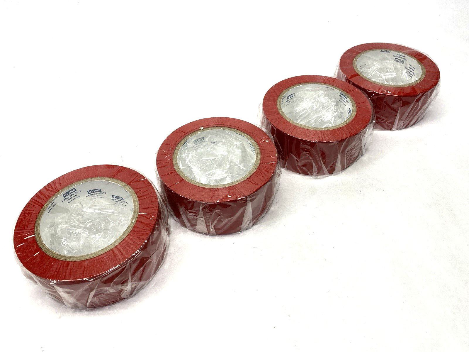 S-385 | Uline Industrial Vinyl Safety Tape Red 2" x 36 yds LOT OF 4 - New - Maverick Industrial Sales