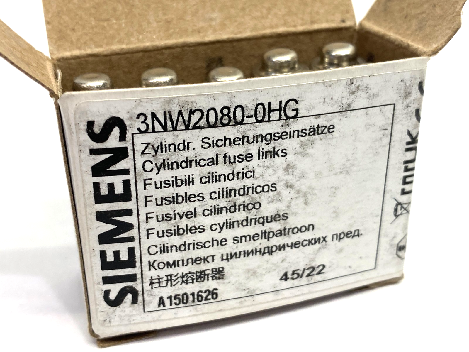 Siemens 3NW2080-0HG SENTRON Cylindrical Fuse, Slow-Blow, 8A, BOX OF 10 - Maverick Industrial Sales
