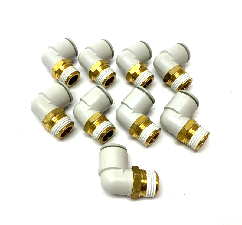 SMC KQ2L16-04AS Pneumatic Elbow Fitting Male 1/2" BSPT 16mm Tube LOT OF 9 - Maverick Industrial Sales