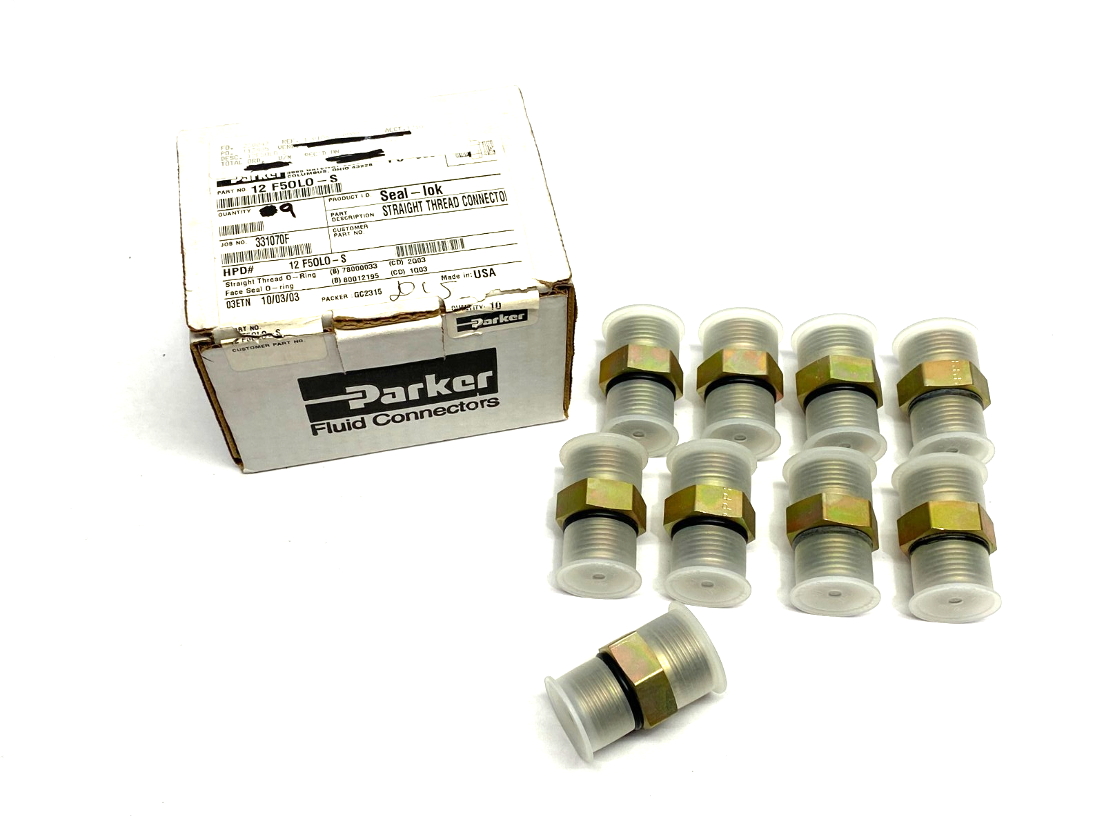 Parker 12 F5OLO-S Seal-Lok Straight Threaded Connector BOX OF 9 - Maverick Industrial Sales