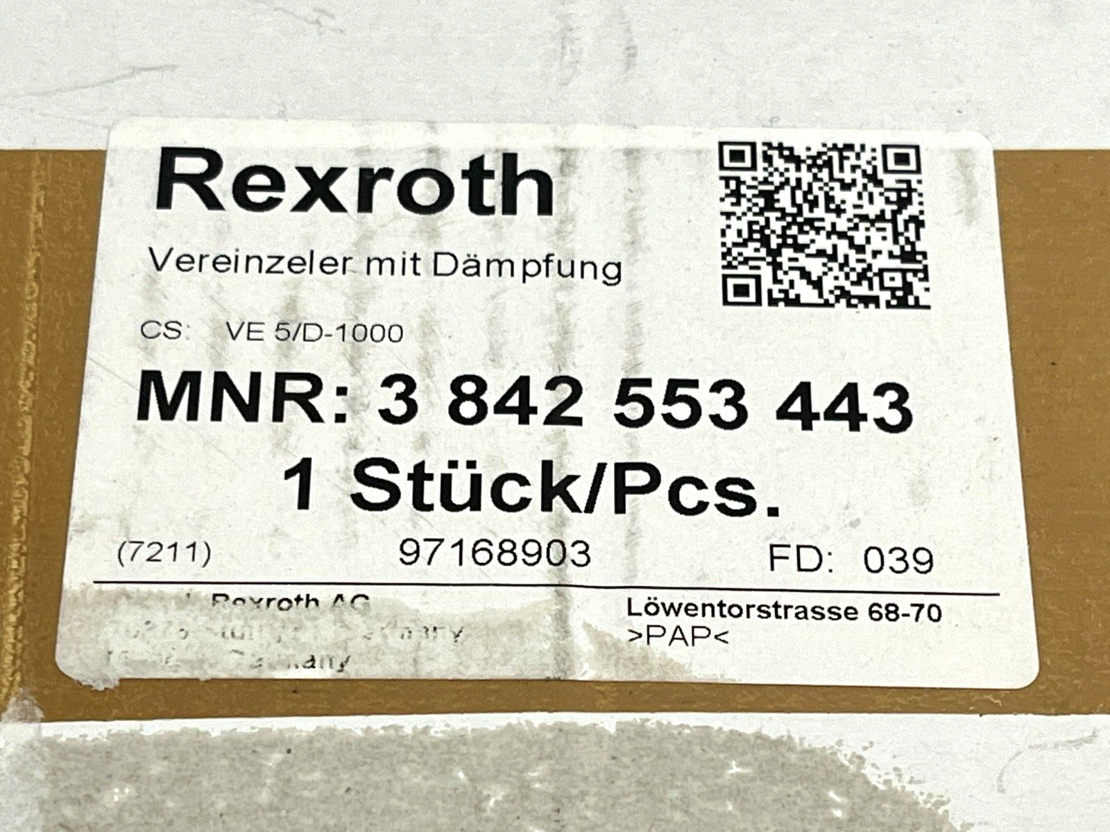 Bosch Rexroth 3842553443 Stop Gate VE5/D-1000 - Maverick Industrial Sales