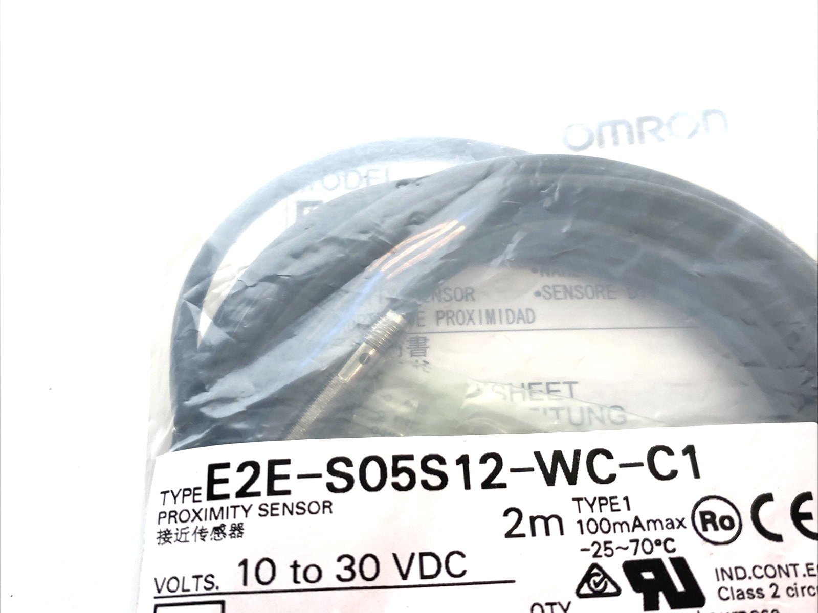 Omron E2E-S05S12-WC-C1 2M Small-Diameter Proximity Sensor, Cylinder type - Maverick Industrial Sales